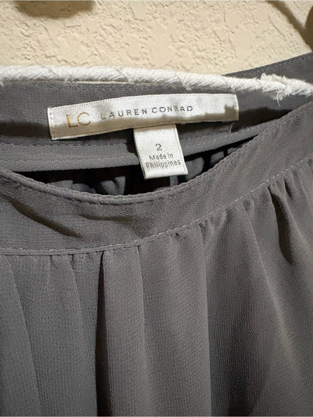 LC Lauren Conrad Gray Mini Skirt with Black Lace Hem - Picture 2 of 4